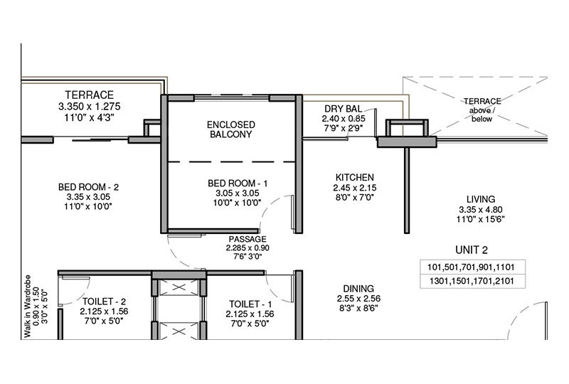 Pharande Puneville Phase 3 Unit plan - 856 sq.ft.
